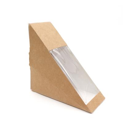 China Recyclable Kraft Paper Sandwich Box With Window , Triangle Sandwich Box For Packaging for sale