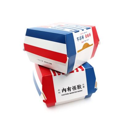 China Custom Recyclable Take Away Hamburger Box Hamburger Kraft Paper Box for sale