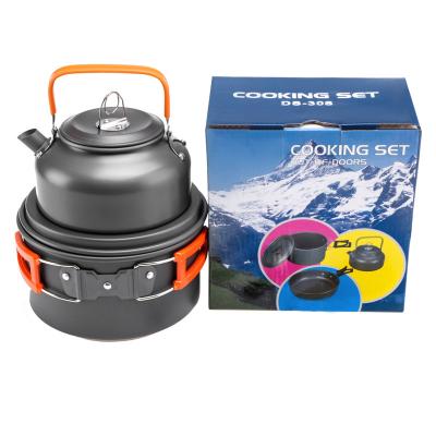 China Easy Carrying BBQ Stainless Steel Picnic Kettle Cookware, Portable Camping Metal Cookware Sets for sale