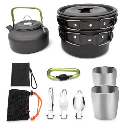 China Xingan BBQ Stainless Steel Picnic Kettle Easy Carry Cookware, Metal Portable Cookware Camping Set for sale