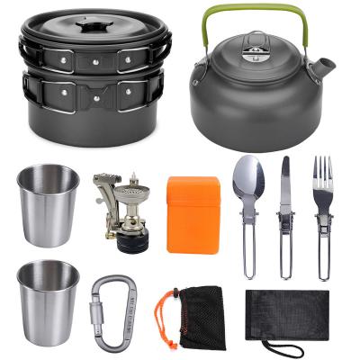 China Xingan Stainless Steel Picnic Kettle Easy Carry Cookware, Metal Cookware Portable Camping Teapot Set for sale