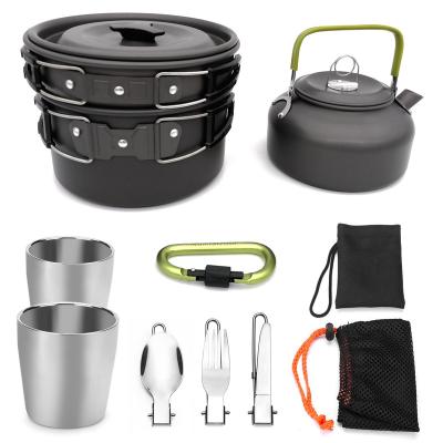 China Stainless Steel Kettle Easy Carry Portable Camping Set, Picnic Folding Outdoor Cookware for sale