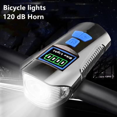 China Night Riding USB Front Ignition/Lights Rechargeable Outdoor Bike Warning Horn, LED Bicycle Headlight with Power Display for sale