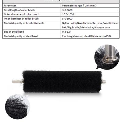 China Long Life Low Cost Industrial Tape Roller Nylon Material Polishing Circular Spiral Brushes for sale