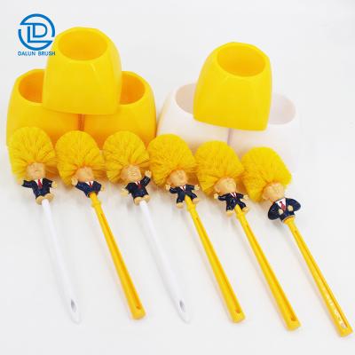 China Hand Grip Long Toilet Bowl Deep Cleaner Silicone Brush And Drying Rack Set for sale