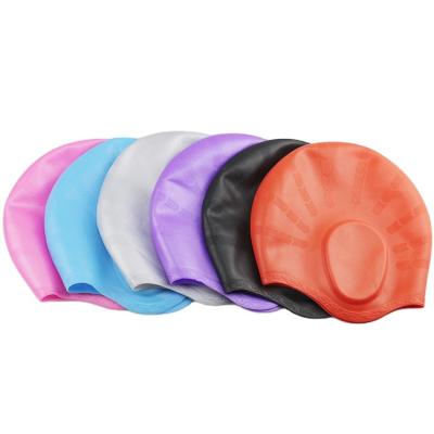 China Women and Men Long Silicone Hearing Protection Hair Protection Swimming Pool Eco-Friendly Waterproof Durable Swimming Cap for sale