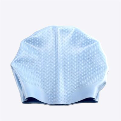 China Factory Eco-Friendly Durable Waterproof Fast Shipping High Quality Custom Adult Comfortable Swimming Pool Seaside Silicone Particle Swimming Cap for sale