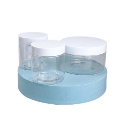 China Clear Plastic Cosmetic Cream Jar Jar With Lid Mouth Cream PET Face Cream Clear Plastic Cosmetic Jar Wide White Plastic Jar for sale