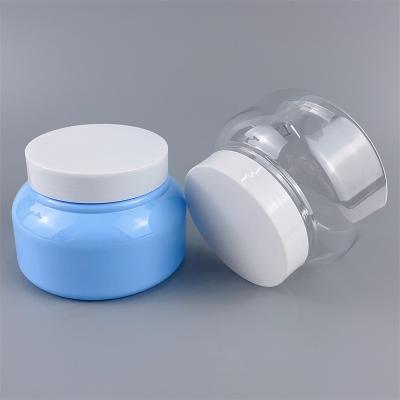 China Free Sample Cosmetic 250ml Transparent PET Cosmetic Milk Jar Top Body Cream Dispensing Tank Accept Customization for sale