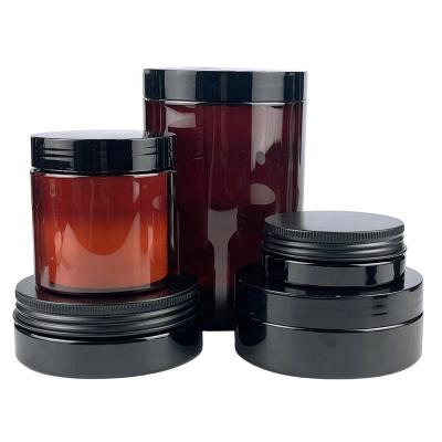 China Custom Free Samples Empty Black PET Storage Round Cosmetics Storage Thickened Plastic Jars With Lids for sale