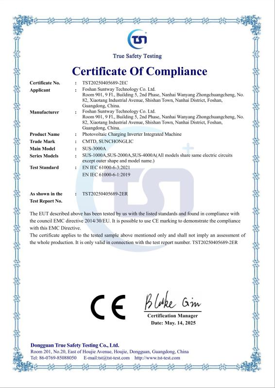 Certificate Of Compliance - Foshan shengteng