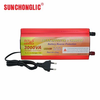 China 3000W 3000VA Inverter With Charger 15A Battery Charger Inverter 12V To 220V for sale