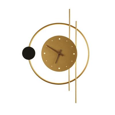 China Modern modern clock wall lamp black gold living room bedroom led wall lamp for sale