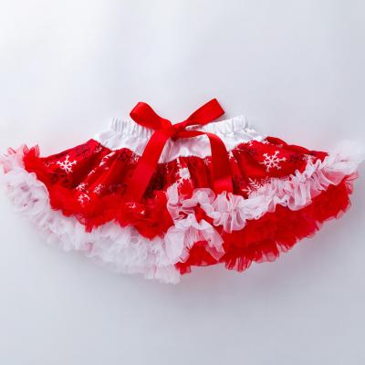 China Full Breathable Fluffy Chiffon Skirt Baby Pop Dress Snowflakes Christmas Girls Pettiskirt For Infant First Steps for sale