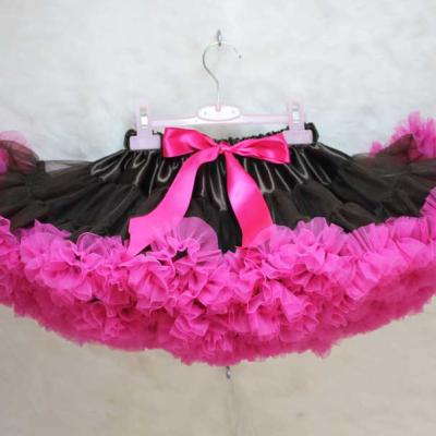 China Breathable China Netting Brown / Fuchsia 100% Nylon Super Fluffy Girls Pettiskirt For Baby Kids for sale