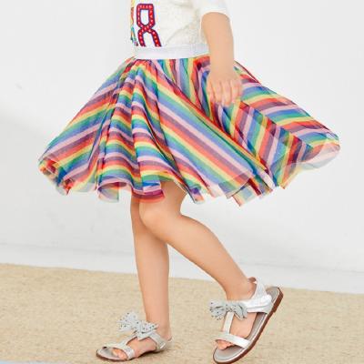 China Beautiful Breathable Design Girls Skirts Stripes Rainbow Tutu Skirt Kids Clothes for sale