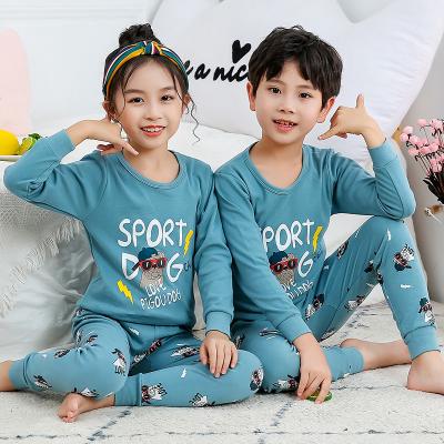 China CHILDREN Kids Cotton Breathable Pajamas 2PCS Set Nightgowns Animal Kids Sleepwear Boys Long Sleeve Print Pajamas Set for sale