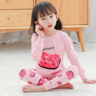 China Girls Breathable Cotton Print Watermelon Children Pajamas Cartoon Pink for sale