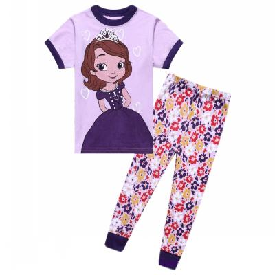 China New Design Kids Clothes Cotton Short Sleeve Princess Girl Floral Print Pajamas QUICK DRY for sale