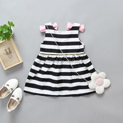 China 2017 Breathable Summer White And Black Stripe Baby Girl Dress Kids Dress Kids Dresses Designs Backless Dress Patterns for sale