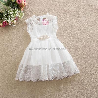 China 2017 New High Quality Breathable Lace Flower Girls Dress Child Wear Children Clothes Princess Girls White Lace Dres Babies Dresses for sale