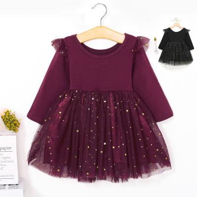 China Breathable New Burgundy Autumn Fashion Long Sleeve Ballet Tutu Dresses 2021 Kids Girl Summer Dresses for sale