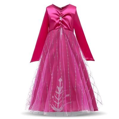 China Breathable Frozen 2 Elsa Anna Princess Long Sleeve Party Girl Kids Dress Costume for sale