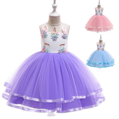 China Wholesale Kids Unicorn Birthday Party Supplies Princess Breathable Girls Unicorn Dress for sale