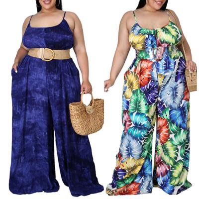 China Viable Wholesale Clothing Vendor Women Summer Plus Size Casual Tie Dye Tie Up Loose Jumpsuit for sale