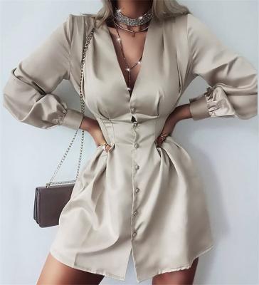 China Viable Customized Casual Wear Manufacturers 2021 Women Solid Color Hot Fashional Dresses for sale