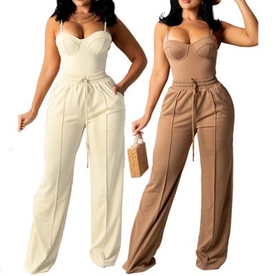 China Wholesale Waterproof Solid Base Strap Vest Women Clothing Pants Two Piece Set for sale