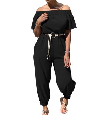 China Sustainable New Design Casual Wear Women Short Sleeve Jumpsuit for sale