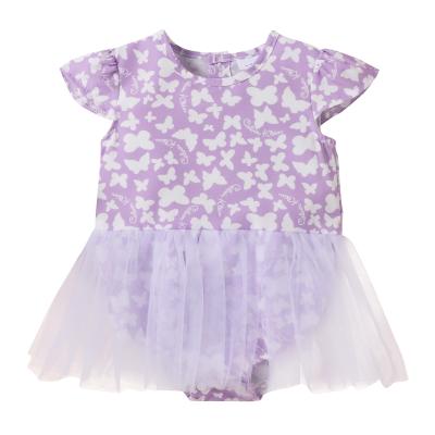 China 2022 New Baby Lace Baby Romper Butterfly Breathable Infant High Fashion Print Clothes Newborn Flying Baby Sleeves Dresses 6 Months for sale