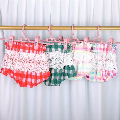 China Color Fade Proof Boutique Kids High Waist Bloomers Lace Up Plaid Summer Western Baby Bummies Kids Casual Shorts for sale