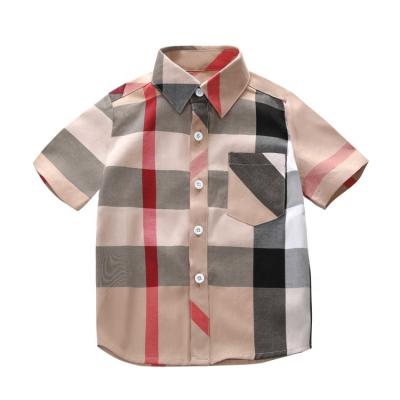 China Anti-pilling 100% Boutique Kids Clothes Kids T-shirt Cotton Spring Summer Shorts Sleeve Baby Toddler Baby Boy Plaid Shirts for sale