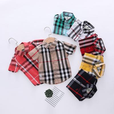 China High quality child anti-pilling plaid shirt spring summer shorts sleeve fashion casual kids clothes 100% cotton baby boy shirts for sale