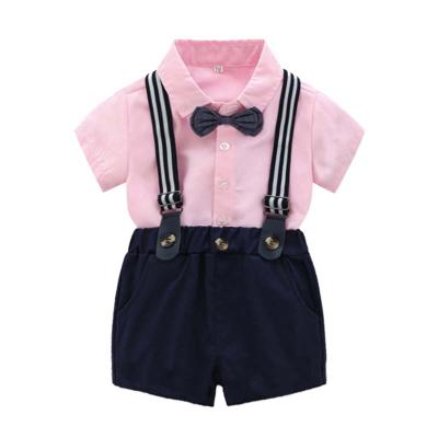 China 2022 Breathable Wholesale Kids Clothes Sleeving Short Formal Baby Boy Dresses Shirt Pants For Party School Suits Wear Clothing Set for sale