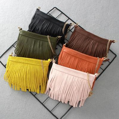 China Waterproof Girls Fringe Shoulder Bags Toddler Kids PU Leather Mini Crossbody Bag Children Fashion Coin Purse Tassel Handbag for sale