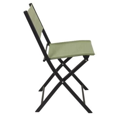 China Simple Folding Wholesale Bistros Set Foldable Outdoor Furniture Metal Mesh Chair Armless Garden Chair Foldable Furniture Fabric Metal Iron for sale