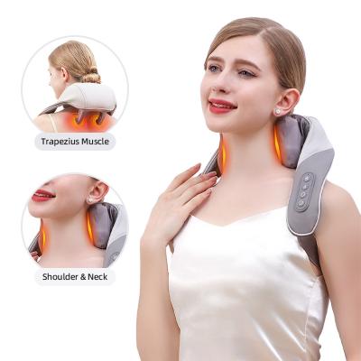 China Vibration +EMS+Hot Compress Electric Wireless Neck Shawl Massager Shiatsu Pulse Back And Neck Massager Deep Kneading Neck Shoulder Massager With Heat for sale