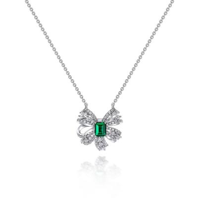 China Vintage Fashion Silver Personalized Jewelry S925 Emerald Necklace Vintage Cultured Plated 18k Gold for sale