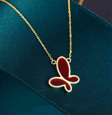 China Vintage Minimalism Jewelry 18K Small Necklace Zhou Family Butterfly Necklace For Women for sale