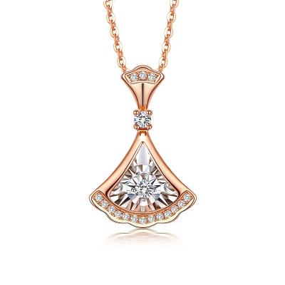 China Vintage Design Woman Jewelry Double-Layer Car Flower Piece Creative Smart Skirt 18k Yellow Gold Diamond Necklace for sale