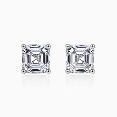 China Fashion Punk Jewelry 925 Silver Inlaid Gold Plated Diamond Stud Earrings High Carbon for sale