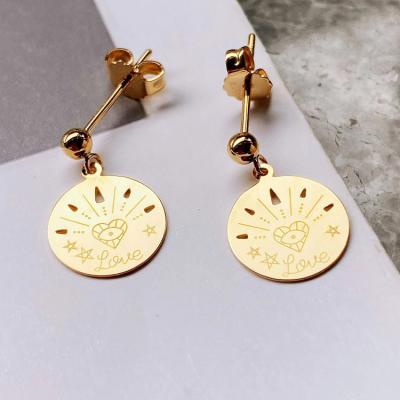 China Hot-selling 18K Gold Simple Round Piece Sequin Stud Earrings Punk Smooth Jewelry Round Love Eye Earrings For Women for sale