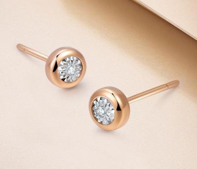 China Simple Classic Women Punk 18K Diamond Small Stud Earring Design 10 Point Bubble Earrings With K Kinsey for sale