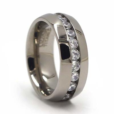 China Unisex LR475 7mm CLASSIC Titanium Wedding Band Or Ring Channel Setting for sale