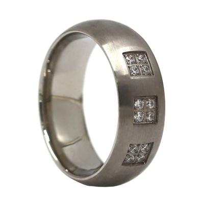 China Wholesale 2021 New Design LR363 7mm Titanium Wedding Band With CZ Diamond for sale