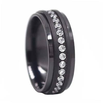 China Titanium LR224 Wholesale Black Zirconium Ring Full Wedding Band Or Eternity Ring for sale