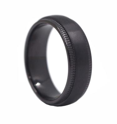 China Zirconium LR103 Unisex Black Zirconium Wedding Ring Or Wedding Band Back Yard Surface for sale